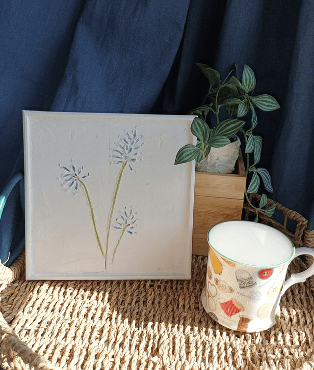 CADRE FLEURI BLEU